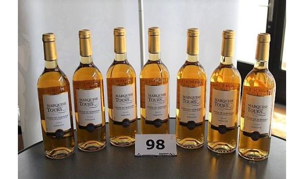 7 flessen à 75cl wijn, Marquise des Tours, Moulleux, Côtes de Bergerac